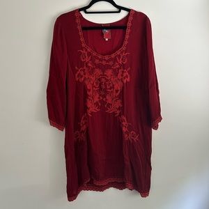 Johnny Was Red Embroidered Tunic